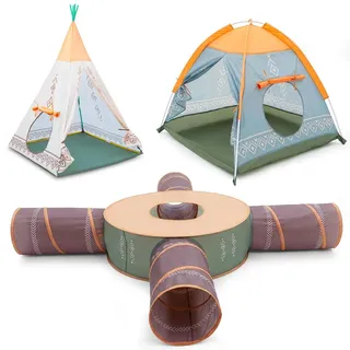 Coil Kinder Spielzelt 7-teilig mit Tunnel – Tipi, Iglu & Spielhaus – Indoor Outdoor Spielzelt Set für Kinder ab 3 Jahren - Pop Up Kinder Spiel...