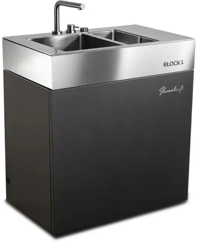 Flammkraft Outdoor-Küchenmodul BLOCK L Tiefumbra Waschbecken Grillmodul BBQ