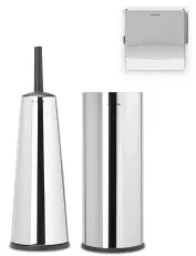 Brabantia ReNew Toilettenzubehör-Set, 3-teilig 280689 , 1 Set, Brilliant Steel