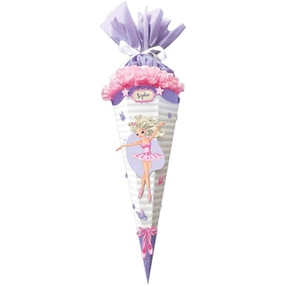 Ursus 9870015 - Bastelset Easy Line Fantasy Ballerina, 6-eckig, aus vorgestanzter 3D-Colorwellpappe 260 g/qm, 68 cm, Durchmesser ca. 20 cm, zum Basteln Einer individuellen Schultüte, bunt