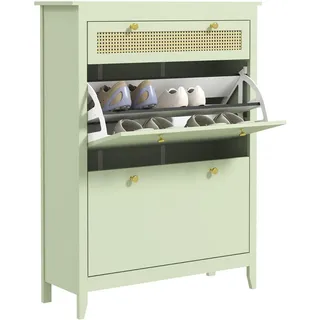 Homcom Schuhschrank Grün, 88x120x30 cm, Garderobe, Schuhaufbewahrung, Schuhschränke