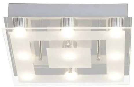 Brilliant LED Deckenleuchte Sao Paulo Glas Modern 9x3W 30x30cm 3100K Warmweiß