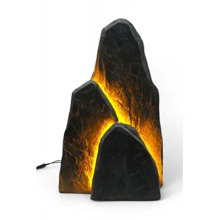 Arnusa Gartenfigur Leuchtfelsen Gartenbeleuchtung LED Gartenfelsen Stein Polyresin, (OG3002L, warmweiß), besondere Gartendekoration Außenleuchte grau 48 cm x 25 cm x 77 cm