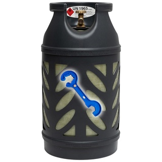 Bluecraft Premium Composite 10 kg Eigentum Propan-Gasflasche leer | leichter als 11 kg Stahl-Gasflasche | Rostfreies Material | Sichtbarer Füllstand | inkl. einem Gasreglerlöser +17er Schlüssel