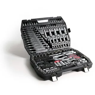 Mephisto Ratschenkoffer Steckschlüssel Satz Premium XXL 216-teilig mit Chrom, Vanadium Werkzeug und Bitsatz inkl. Bitaufsatzadpter für Akkuschrauber