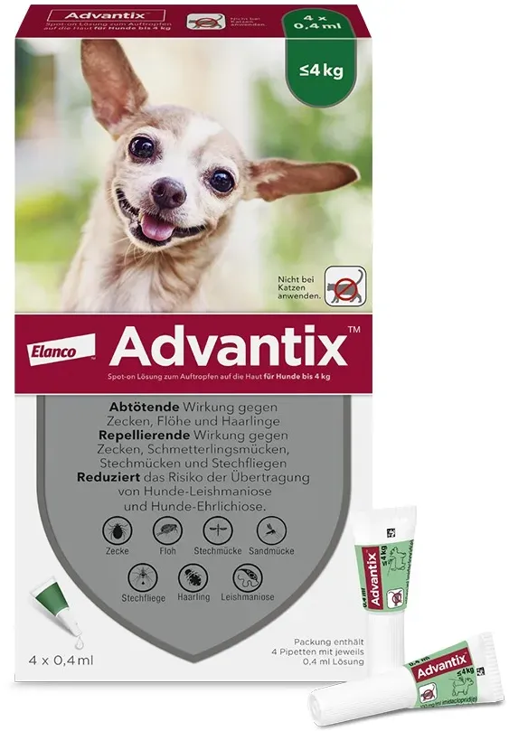 ADVANTIX Spot-on Lsg.z.Auftr.a.d.H.f.Hund bis 4 kg 4 St