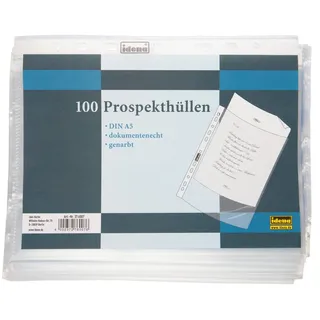 IDENA Prospekthüllen aus Kunststoff genarbt, 60μ DIN A5 100 Stück