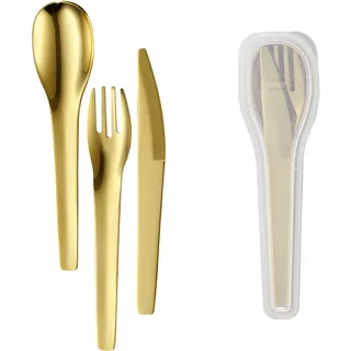 LURCH 240874 Besteck-To-Go 3tlg aus Edelstahl mit Transporthülle gold