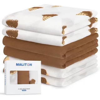 Maliton 6 Stück Baby Spucktücher Moltontücher aus Baumwolle, 70x70cm - Weiche & saugfähige Mullwindeln für Neugeborene | Atmungsaktive Musselintücher | Zum Reinigen, Abwischen, Abdecken