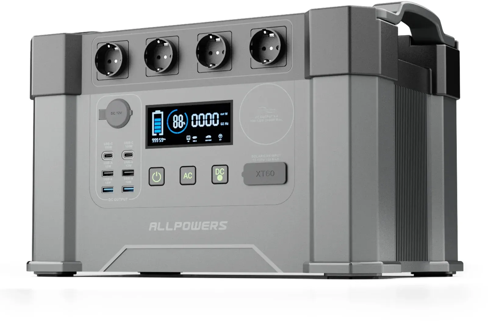 ALLPOWERS Tragbares Kraftwerk 2000 W/2400 W Notfall-Backup-Hochleistungsnetzteil für den Stromausfall zu Hause im Freien
