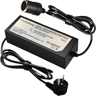 Retoo KFZ Netzadapter Spannungswandler 230V auf 12V 80W, Auto Netzteil Adapter, Netzadapter AC-DC für Auto-Staubsauger, LED Streifen Kompressoren, Stromwandler, Gleichrichter Schwarz