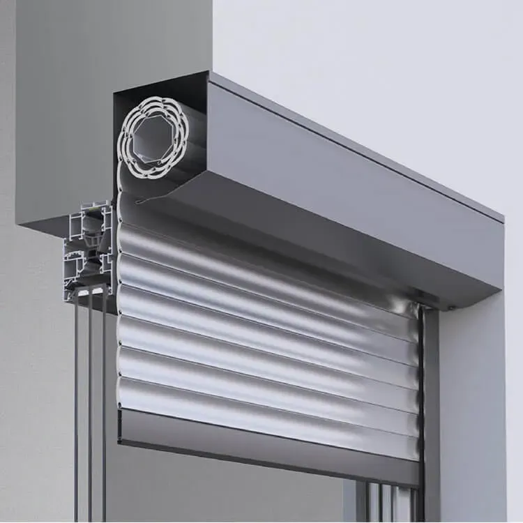 Vorsatzrolladen für Neubau oder zum Nachrüsten, Vorbaurollladen Modell Eckig, Kasten aus Aluminium, Weiß, 800 x 800 mm, nach Maß