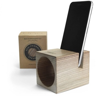 Ecophonic® UNO® Umweltfreundlicher und natürlicher Lautsprecher, natürlicher Akustikverstärker, Walnussholz, Smartphone-Halterung