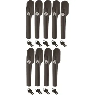 ABUS Fenstergriff Abus FG300 abschließbarer Fenstergriff weiß, silber, braun, 9er Set, abschließbar, Kindersicherung braun