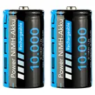 2er-Set NiMH-Akkus Typ D / Monozelle, 10.000 mAh