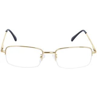 JoXiGo Lesebrille Herren Halbrand Rechteckig Metall Rahmen Klar Linse + Brillenband,Gold +1.0 - M