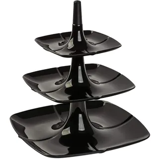 Etagere 3 stöckig Kuchenständer Dessertständer Tortenhalter Käseplatte Kunststoff Farbe schwarz