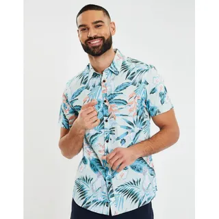 Threadbare Kurzarmhemd THBTropical (1-tlg) Hawaii Muster grün XXL
