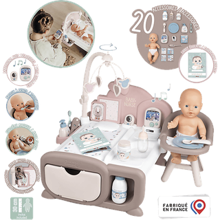 Smoby Baby Nurse Cocoon Puppen-Spielzimmer 3-in-1 mit Puppe Puppenspielset, Rosa (120)