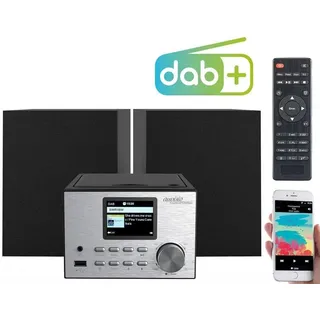 Auvisio Micro-Stereoanlage mit Webradio, DAB+, FM, CD, Bluetooth, USB, 60 Watt