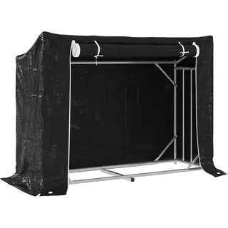 vidaXL Brennholzregal mit Regenschutz 151x60,5x110,5 cm Stahl Verzinkt - Schwarz
