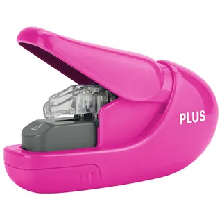 PLUS, Klammerloser Hefter, Heftleistung 5 Blatt, japanische Hefttechnik, heften ohne Klammern, Paper Clinch, Pink