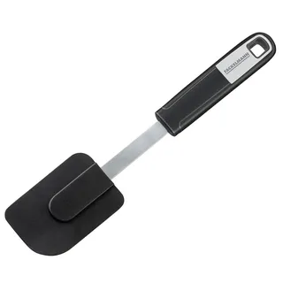 Fackelmann Teigschaber 26 cm Sense, praktischer Teigspatel für beschichtete Koch-, Backutensilien, mit rutschfestem Soft-Touch-Griff (Farbe: Silber/Schwarz), Menge: 1 Stück