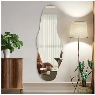 Boromal Spiegel gross Wandspiegel Asymmetrisch Rahmenlos für Wohnzimmer Schlafzimmer (Modern Ganzkörperspiegel Flurspiegel, 165x60cm), 5mm Kupfer- und bleifreier Spiegel mit Splitterschutzfolie silberfarben