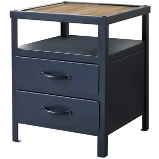 Tikamoon Nachtschrank mit 2 Schubladen industrielles Design schwarz Metall Tischchen neu