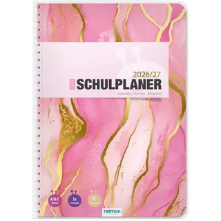trotsch TRÖTSCH Schulplaner Pink 26/27 DIN A5: Planer Schülerkalender Hausaufgabenheft Timer