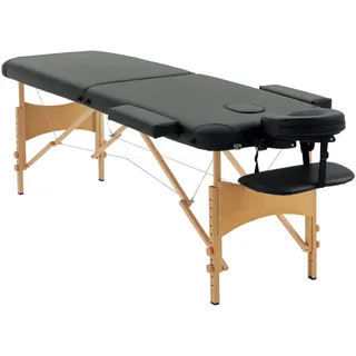 Homcom Massagetisch mit Kopfstütze, für Spa, Salon, Kunstleder Holz, Schwarz