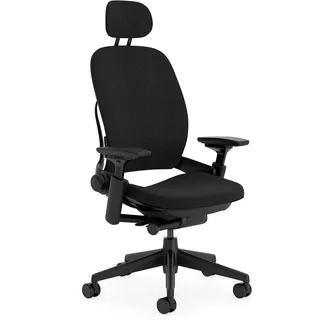 Steelcase Leap Ergonomischer Bürostuhl mit LiveBack Lumbalstütze, flexibler Rückenlehne, anpassbarer Kopfstütze Onyx Schwarz, 62 X 68 X 117