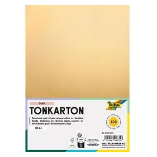 Folia 6122/4/65 - Tonkarton 220 g/m2, Bastelkarton in gold, DIN A4, 100 Blatt, als Grundlage für zahlreiche Bastelarbeiten