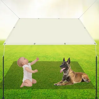 Sonnensegel Sonnenschutz 3 x 3.5 m Sonnenschutz Sunsegel mit Seilen und Befestigungs Kit für Garten Terrasse Balkon, Elfenbein