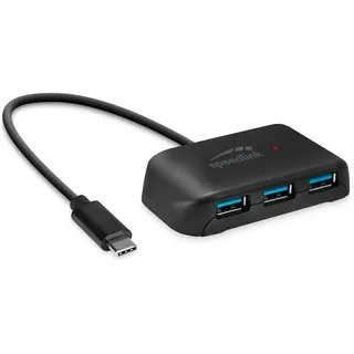 Speedlink SNAPPY EVO USB Hub 4-Port, Type-C to USB 3.0 USB 3.1 Gen 1 USB 3.2 Gen 1 5 Gbit/s, Anschluss über USB-C, schwarz