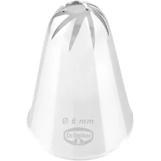 Dr. Oetker Rosettentülle, 6 mm, Rosettentülle aus der Tüllen-Manufaktur, Backzubehör zum Dekorieren (Farbe: silber), Menge: 1 Stück