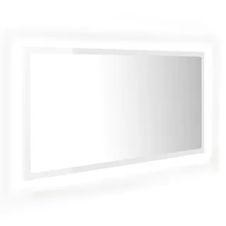 vidaXL LED-Badspiegel Hochglanz-Weiß 90x8,5x37 cm Acryl
