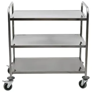 Servierwagen Edelstahl mit Rollen - 3 Böden - Belastbarkeit ca. 70 kg - 86 x 54 x 94 cm - Transportwagen, Küchenwagen, Abräumwagen