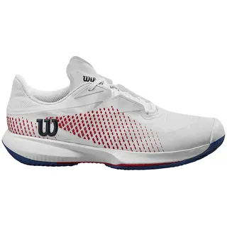 Wilson Kaos Swift 1.5 Clay Tennis Shoe, White/Deja Vu Blue Red, 40