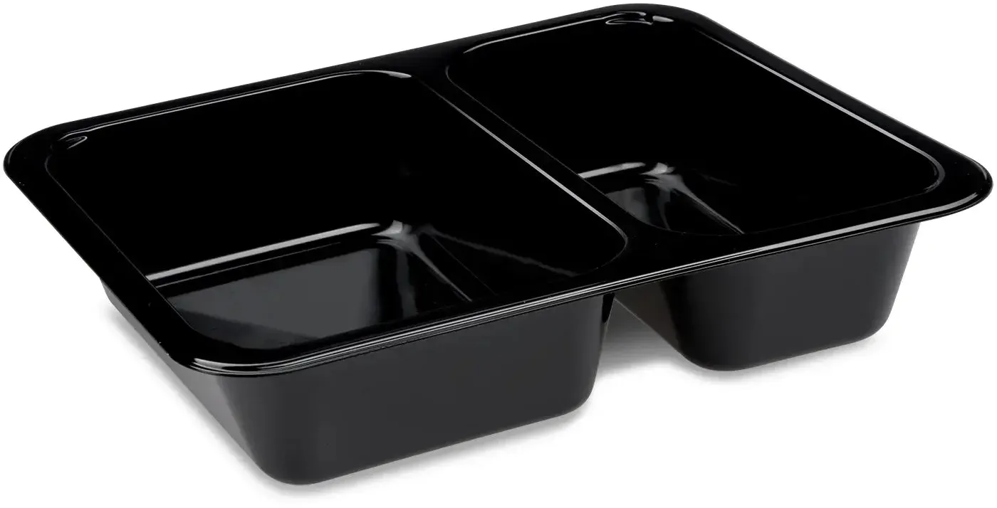 Menü-Schale (PP) Foodyboxx extra-stabil 2-geteilt schwarz 227 x 178 x 49 mm