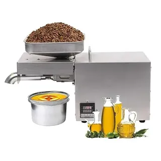 hzexun Automatisch Elektrische Ölpresse,Temperaturkontroll Ölpresse Maschine heißer kalter Öl Extraktion Expeller Für Flachs Erdnuss Castor Hanf Perilla Samen Canola Sesam LCD-Anzeige