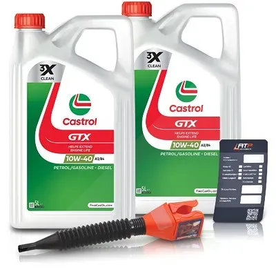 Castrol 10 L GTX 10W-40 A/B + Ölwechsel-Anhänger + Einfülltrichter [Hersteller-Nr. 15F8FC]
