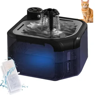 TAVADA Katzenbrunnen-Trinkbrunnen Für Katze Kabellos-2.8L Katzenbrunnen für Katzens,Katzentrinkbrunnen,Wasserbrunnen Für Katzen,Super Silent Katzen Trinkbrunnen,Tablett aus Edelstahl für Katze