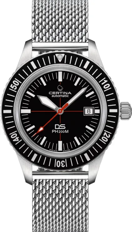 Certina DS PH 200M Powermatic 80 C036.407.11.050.00 - Mattschwarzes Zifferblatt,silber - 42.8mm
