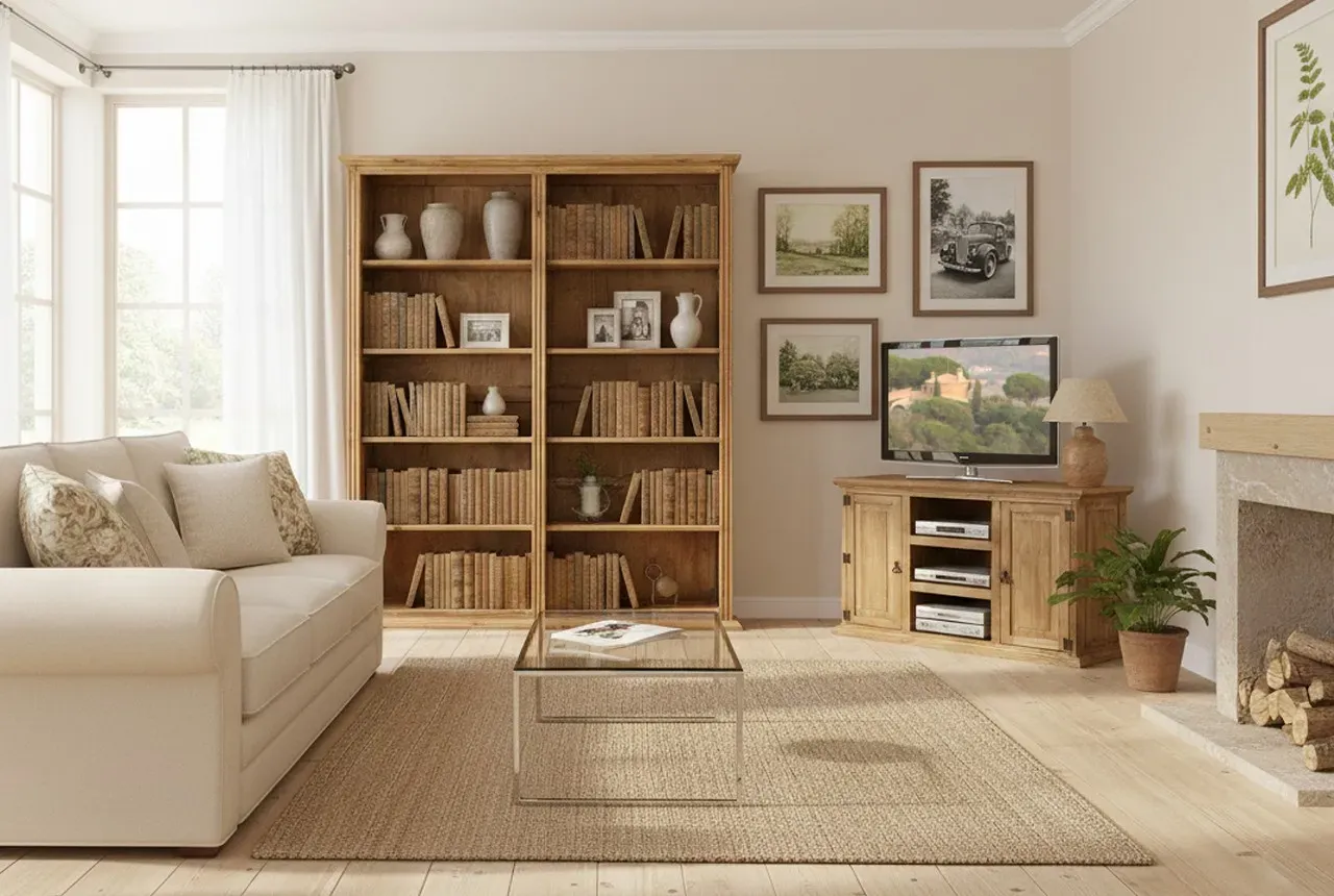 XXL Bücherregal Bücherschrank MEXICO - Pinie massivholz - Bücherwand - Landhausstil - original mexikanisches Möbel