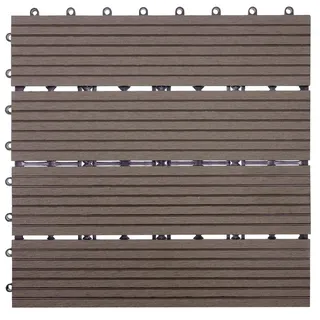 MCW WPC Bodenfliese Sarthe Holzoptik Balkon/Terrasse 11x Je 30x30cm - 1qm Basis Coffee Linear