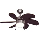 Deckenventilator Zugschalter Ventilator Vor und Rücklauf Lüfter Deckenleuchte, Holz dunkelbraun, Titan, E14 Fassung, DxH 75x36 cm