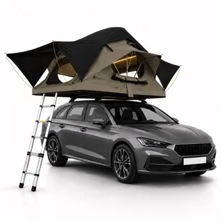 Juskys Autodachzelt Lago 120 x 210 cm Schwarz / Khaki