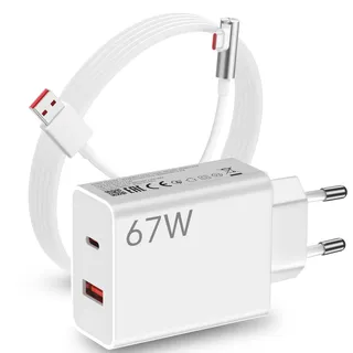 67W Ladegerät & 45W PD Schnellladegerät Adapter Turbo Ladegerät für Redmi Note 14 13 12 11S Pro mit USB C Kabel 90 Grad 1M für Xiaomi 14T 13T 13 12S Ultra,Mi 11 Ultra 11i 10T Lite,POCO X7 X6 M6 F5 Pro