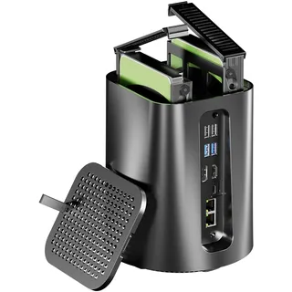 AOOSTAR R7 2 Bay Desktop NAS Mini PC, NAS Server Ryzen 7 5825U Kein RAM Keine SSD, 2 * 3,5" SATA Speicher(bis zu 2 * 22TB), 2*M.2 NVMe-Steckplätze, 4K HDMI, 2 * 2,5G, WiFi6, Network Attached Storage
